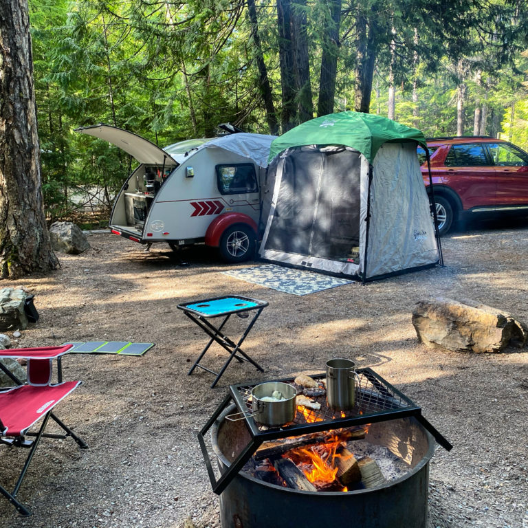 teardrop trailer with side tent