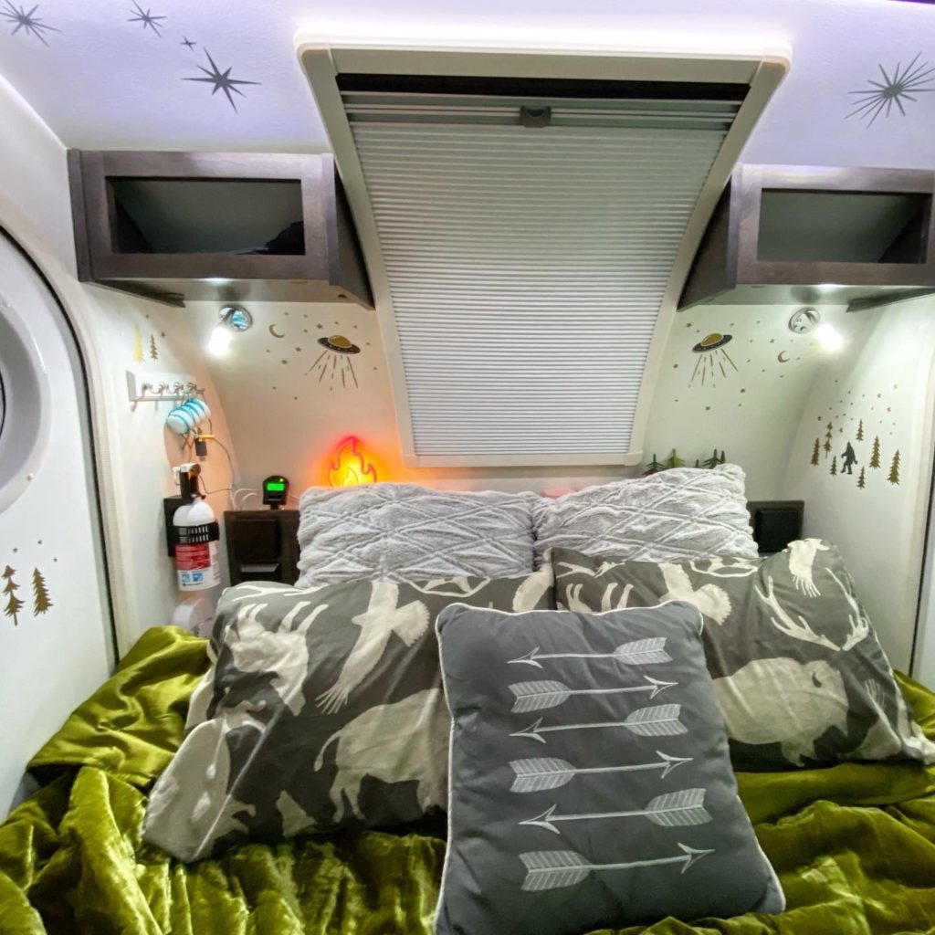 View of Bed in Teardrop Camper