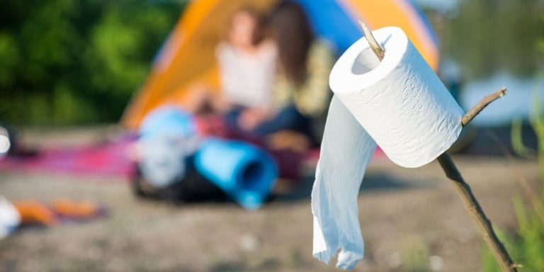 Roll of toilet paper for a camping bathroom