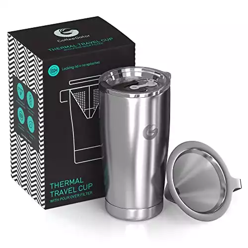 Coffee Gator Coffee Travel Mug with Pour Over Filter