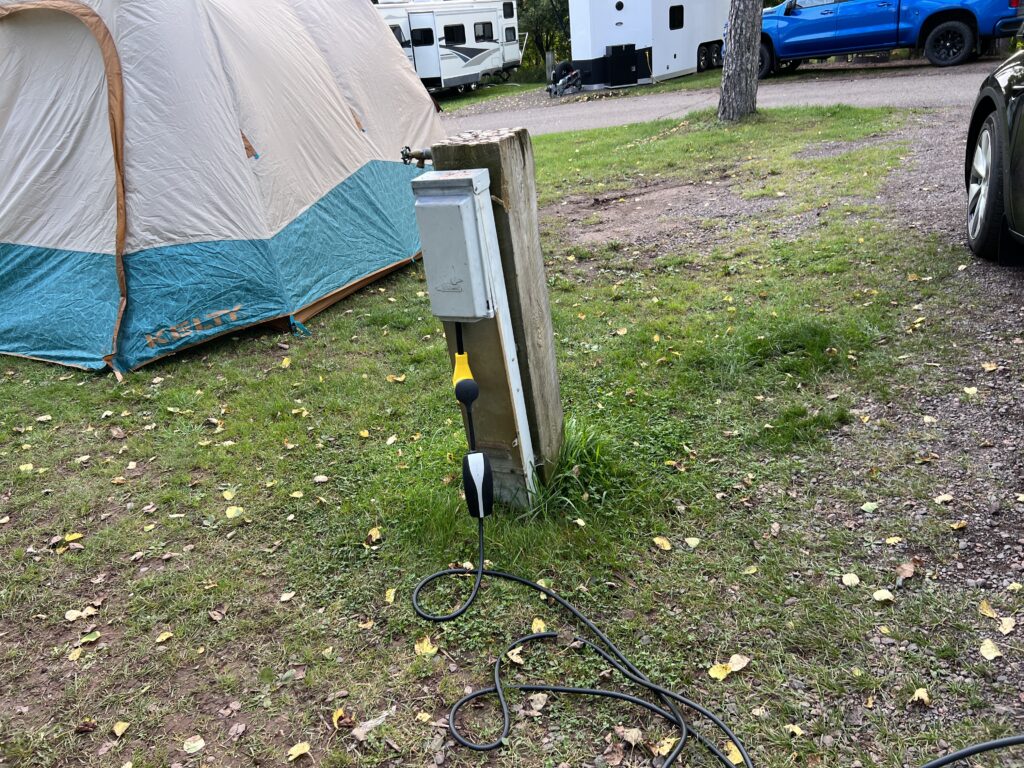 Charging my Telsa Model Y at the Camp Ground