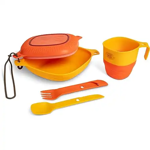 UCO 6-Piece Camping Mess Kit with Bowl, Plate, Camp Cup, and Switch Spork Utensil Set