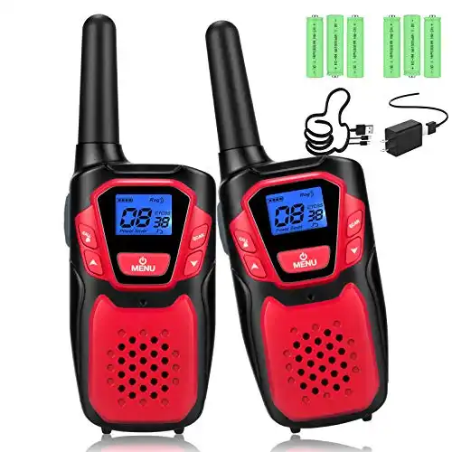 Rechargeable Long Range Walky Talky Handheld Two Way Radio with NOAA Weather Scan + Alert