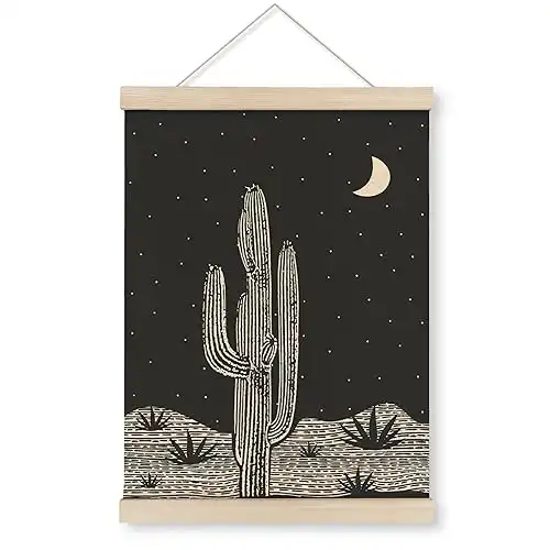 HRQKO Black Western Cactus Wall Art Poster