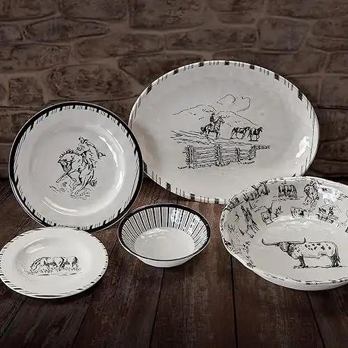 Paseo Road by HiEnd Accents Ranch Life 14 Piece Melamine Dinnerware Set